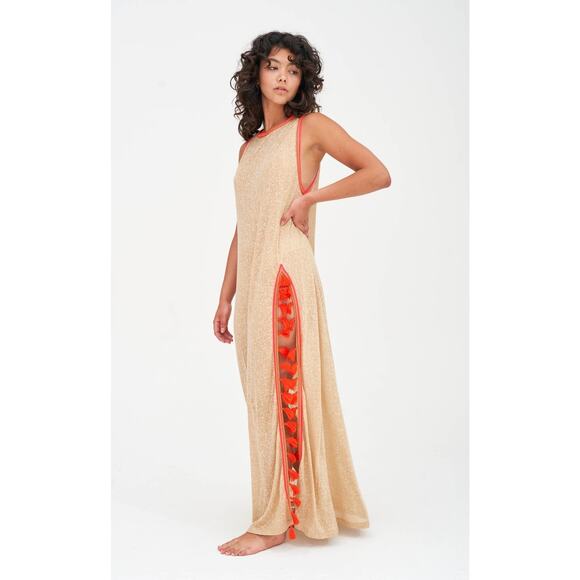 Pitusa Tassel Sleeveless Maxi Slit Dress - Petite - Picture 1 of 6